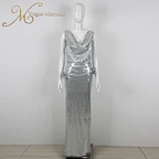 v-neck sequin prom dress